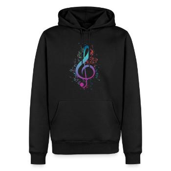 Clé de partition musicien cadeau de serrants - Sweat à capuche Premium bio Homme - noir - Devant - Nico (187cm)