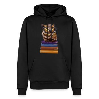 Eule Buch Lesen Lesefan Lesefreunde Witziges Eulen - Männer Premium Bio Hoodie - Schwarz - Vorne - Nico (187cm)