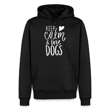 Gardez le calme et aimez les chiens - Sweat à capuche Premium bio Homme - noir - Devant - Nico (187cm)