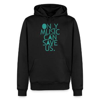 Only Music can save us Geschenk Raving Konzert - Männer Premium Bio Hoodie - Schwarz - Vorne - Nico (187cm)