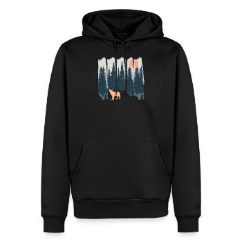 Wolf nature forêts montagnes lune nature nature cadeau - Sweat à capuche Premium bio Homme - noir - Devant - Nico (187cm)