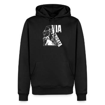 VIA FERRATA - Klettersteig #1 - Männer Premium Bio Hoodie - Schwarz - Vorne - Nico (187cm)