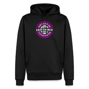 Erzgebirge original und legendär lila - Männer Premium Bio Hoodie - Schwarz - Vorne - Nico (187cm)