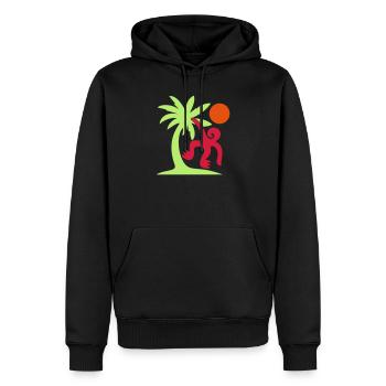 Affe Palme Sonne - Männer Premium Bio Hoodie - Schwarz - Vorne - Nico (187cm)