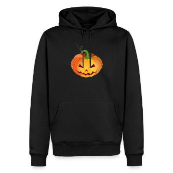 Visage orange de citrouille d’Halloween - Sweat à capuche Premium bio Homme - noir - Devant - Nico (187cm)