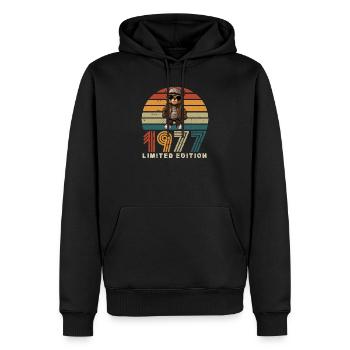 Limited Edition 1977 Year of Construction Birthday Vintage - Men’s Premium Organic Hoodie - black - Front - Nico (187cm)