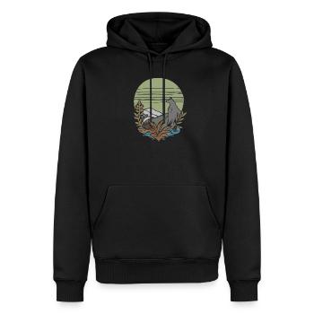 vintage wolf - Männer Premium Bio Hoodie - Schwarz - Vorne - Nico (187cm)
