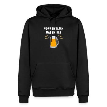Hopfentlich haben die Bier - lustiger Wortwitz - Männer Premium Bio Hoodie - Schwarz - Vorne - Nico (187cm)