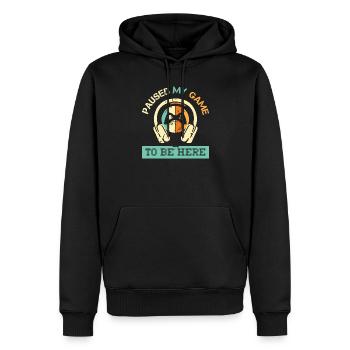 paused my game retro vintage gaming logo gamer - Men’s Premium Organic Hoodie - black - Front - Nico (187cm)