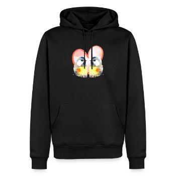 Verliebte Vögel mit Herz - Aquarellfarben  - Männer Premium Bio Hoodie - Schwarz - Vorne - Nico (187cm)
