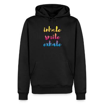 Inhaler Exhale Cours de yoga Méditation Coloré - Sweat à capuche Premium bio Homme - noir - Devant - Nico (187cm)