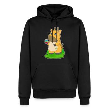 Coloriage de Pâques de la girafe - Sweat à capuche Premium bio Homme - noir - Devant - Nico (187cm)