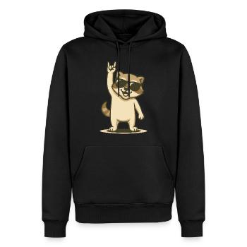 Rock’n’Raccoon Baby - Männer Premium Bio Hoodie - Schwarz - Vorne - Nico (187cm)