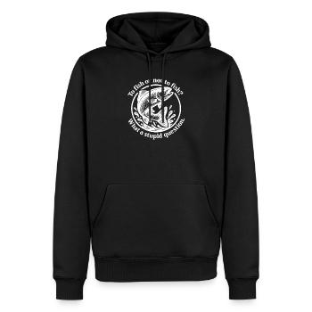 Witziges Fisch-Motiv mit Frage - Männer Premium Bio Hoodie - Schwarz - Vorne - Nico (187cm)