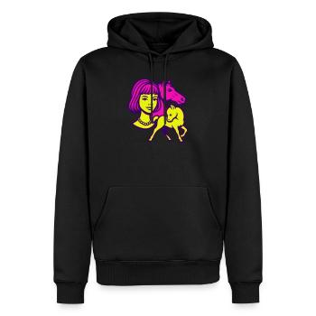 Pferdemädchen Pop-Art - Männer Premium Bio Hoodie - Schwarz - Vorne - Nico (187cm)
