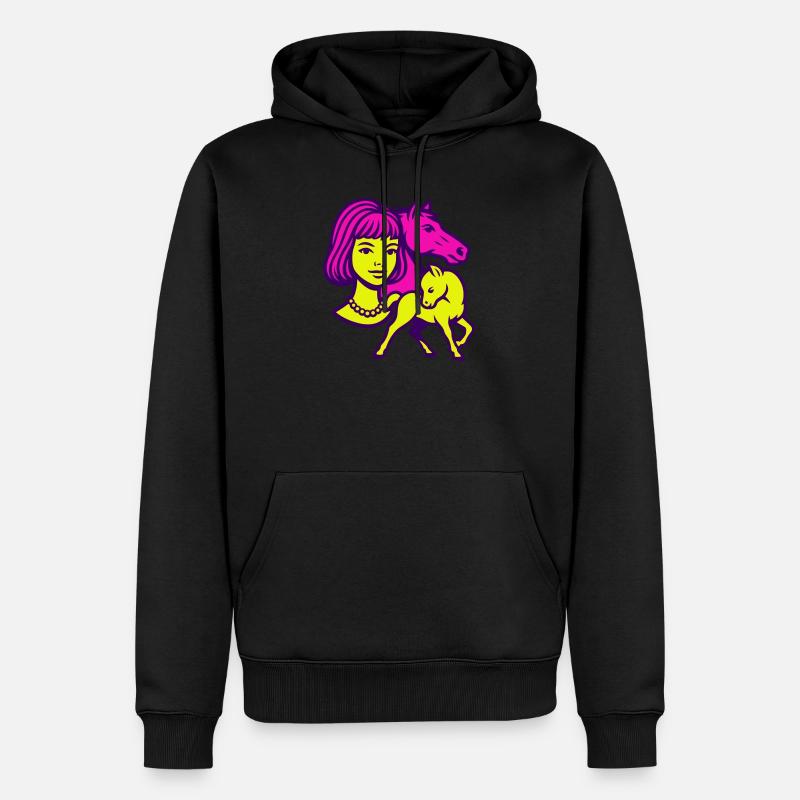 Pferdemädchen Pop-Art - Männer Premium Bio Hoodie - Schwarz