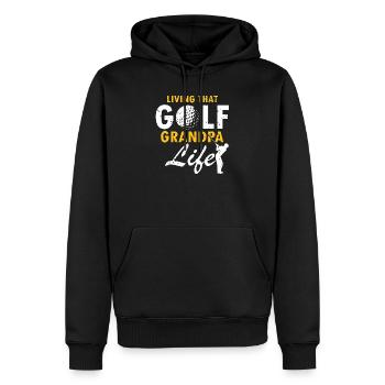 Vivre cette vie de golf Grand-père Drôle Style Senior - Sweat à capuche Premium bio Homme - noir - Devant - Nico (187cm)