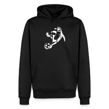 Pinguin Fußballspieler Silhouette Fußball Abstoß - Männer Premium Bio Hoodie - Schwarz - Vorne - Nico (187cm)