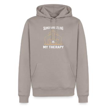 Sumo - Männer Premium Bio Hoodie - Taupe - Vorne - Nico (187cm)