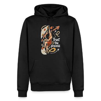 Femmes Bouldering Shirt – Faites confiance au processus - Sweat à capuche Premium bio Homme - noir - Devant - Nico (187cm)