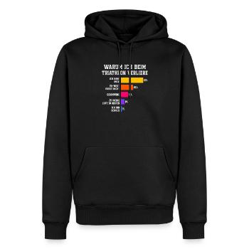 Warum ich beim Triathlon verliere Triathlon - Männer Premium Bio Hoodie - Schwarz - Vorne - Nico (187cm)