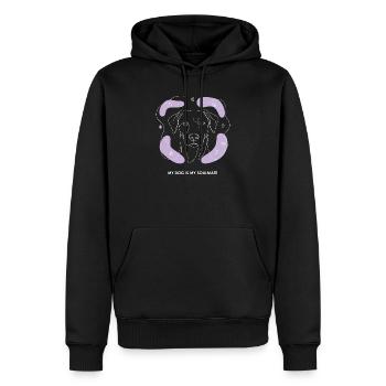 Dessin de lignes d’âmes sœurs de chien - Sweat à capuche Premium bio Homme - noir - Devant - Nico (187cm)