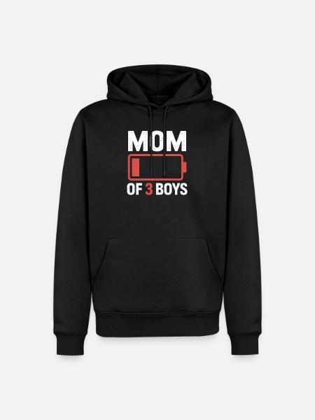 Mutter von 3 Jungen Batteriestrom - Männer Premium Bio Hoodie - Schwarz