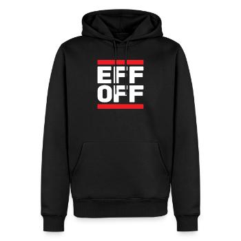 Slogan en rouge blanc - Sweat à capuche Premium bio Homme - noir - Devant - Nico (187cm)