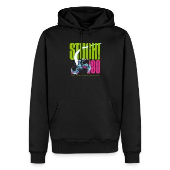 FESTGEFAHREN! 100 Schild gerissen - Männer Premium Bio Hoodie - Schwarz - Vorne - Nico (187cm)