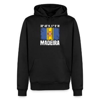 Coordonnées de Madère - Sweat à capuche Premium bio Homme - noir - Devant - Nico (187cm)