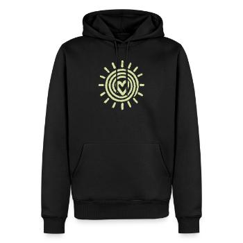 Sun Heart Hand Drawing - Men’s Premium Organic Hoodie - black - Front - Nico (187cm)