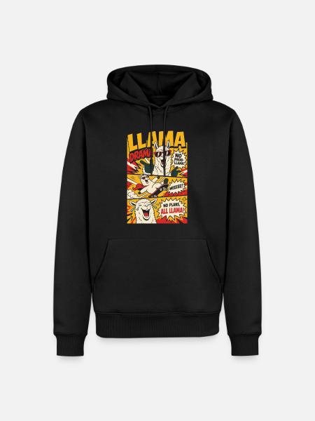 Llama Drama – No Prob-Llama Comic - Männer Premium Bio Hoodie - Schwarz