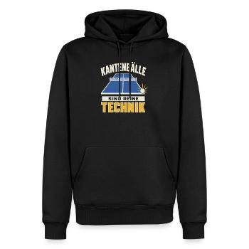 Kantenbälle sind reine Technik – Tischtennis - Männer Premium Bio Hoodie - Schwarz - Vorne - Nico (187cm)