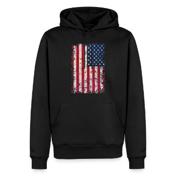 USA Fahne gedreht US Fahne US Flag - Männer Premium Bio Hoodie - Schwarz - Vorne - Nico (187cm)