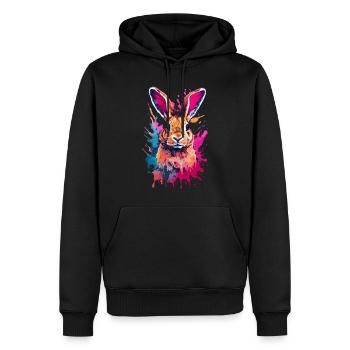 Kaninchen Cooler Hase Hase in buntem und coolem Design - Männer Premium Bio Hoodie - Schwarz - Vorne - Nico (187cm)