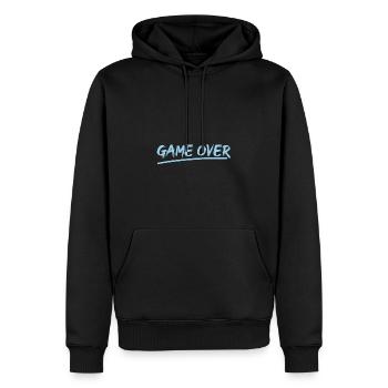 Game Over (Sky blue) - Men’s Premium Organic Hoodie - black - Front - Nico (187cm)