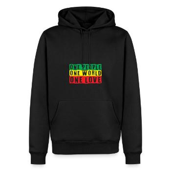 Dieses Reggae Reggaeton Music Spruch-Design ist pe - Männer Premium Bio Hoodie - Schwarz - Vorne - Nico (187cm)