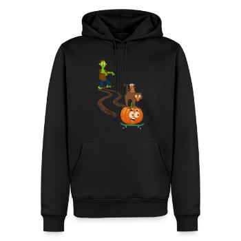 horror halloween katze zombie cats kürbis pumpkin - Männer Premium Bio Hoodie - Schwarz - Vorne - Nico (187cm)