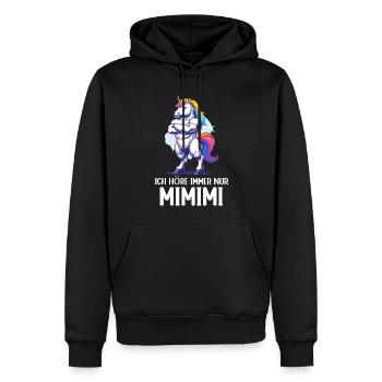 Einhorn Unicorn Magisch Ich höre immer nur Mimimi - Männer Premium Bio Hoodie - Schwarz - Vorne - Nico (187cm)