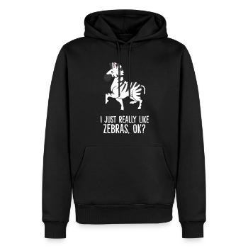 Zebra - I just really like Zebras, ok? - Sweat à capuche Premium bio Homme - noir - Devant - Nico (187cm)