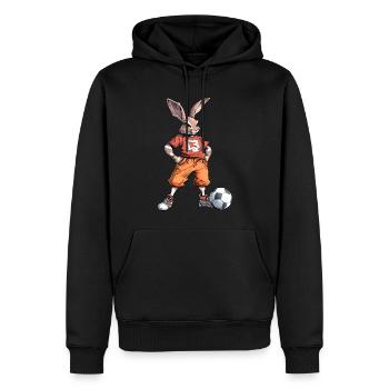 Hase Fussballer - Männer Premium Bio Hoodie - Schwarz - Vorne - Nico (187cm)
