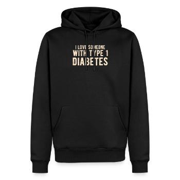 DIABÈTE: Type 1 Diabète - Sweat à capuche Premium bio Homme - noir - Devant - Nico (187cm)