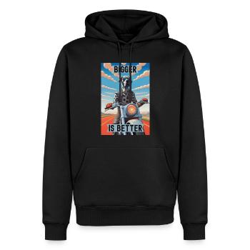 Plus c’est gros, mieux c’est : le grand danois à moto - Sweat à capuche Premium bio Homme - noir - Devant - Nico (187cm)