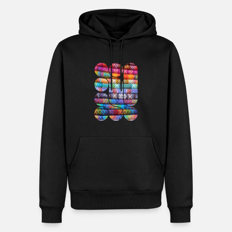 Helles gestricktes Patchwork - Männer Premium Bio Hoodie - Schwarz