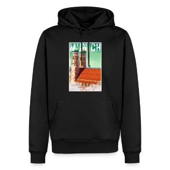 Affiche de voyage vintage de Munich avec la Frauenkirche - Sweat à capuche Premium bio Homme - noir - Devant - Nico (187cm)