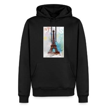 Paris Vintage Reiseposter mit Eiffelturm - Männer Premium Bio Hoodie - Schwarz - Vorne - Nico (187cm)