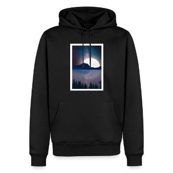 Un soir de pleine lune - Sweat à capuche Premium bio Homme - noir - Devant - Nico (187cm)