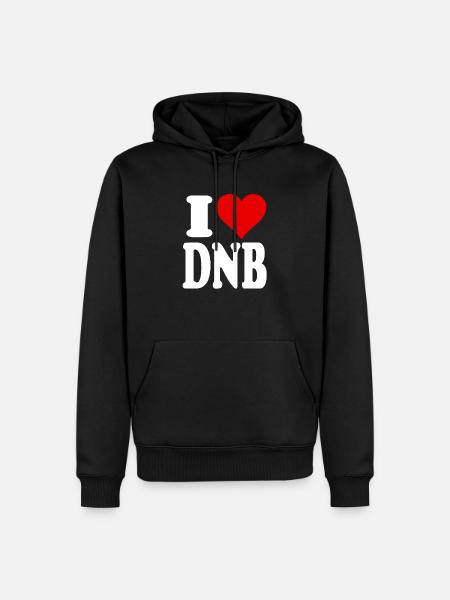 I LOVE DNB - Männer Premium Bio Hoodie - Schwarz
