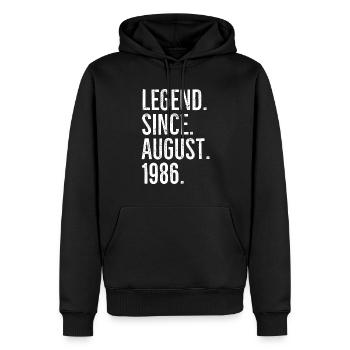 Legende seit August 1986 - Männer Premium Bio Hoodie - Schwarz - Vorne - Nico (187cm)
