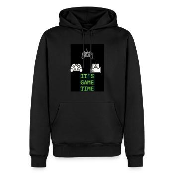 Julian - Männer Premium Bio Hoodie - Schwarz - Vorne - Nico (187cm)